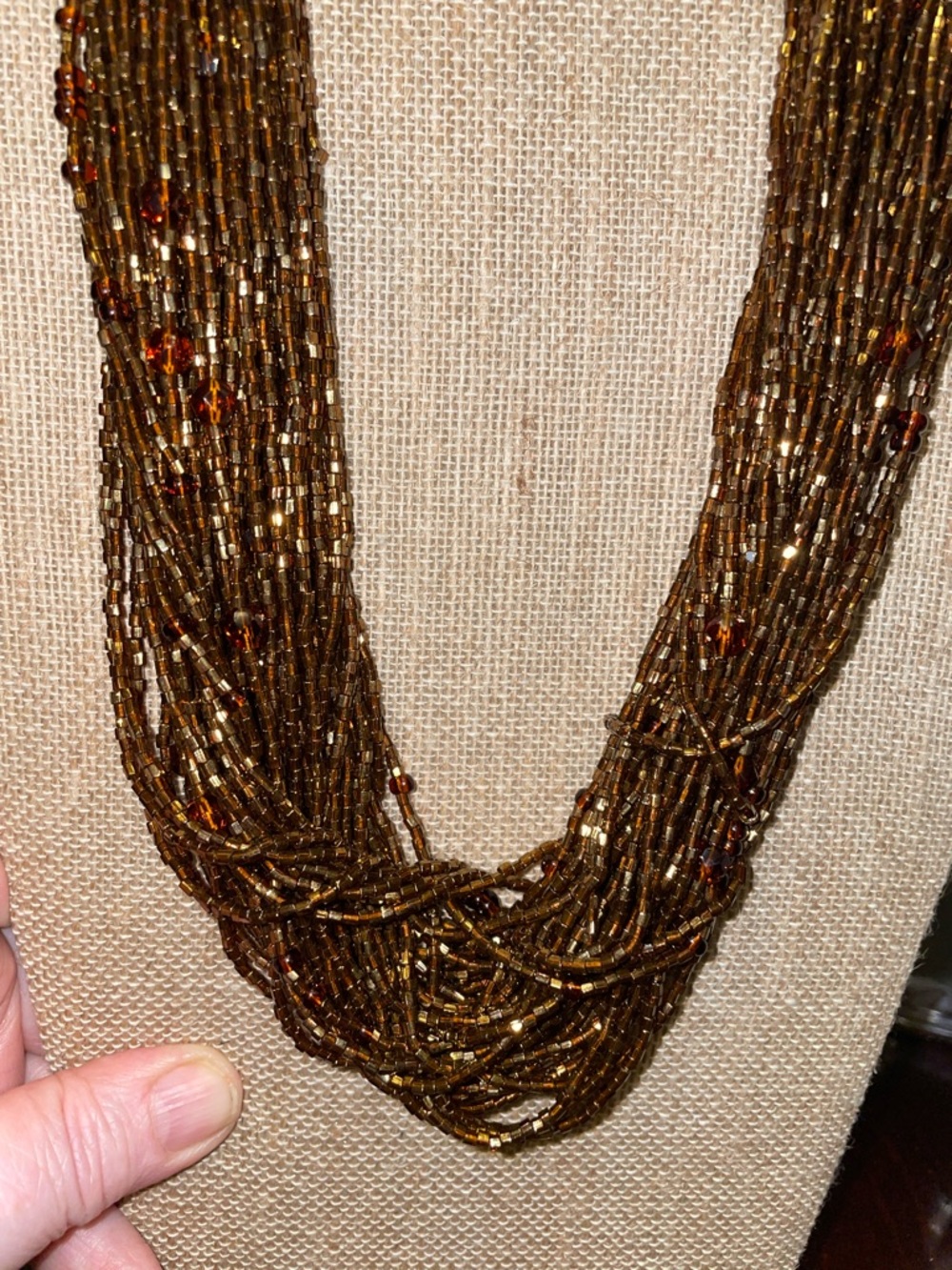 Multi-Strand Brown Seed Bead 18”Necklace